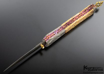 Suchat Jangtanong Custom Knife Carved Reaper with Titanium and Sole Authorship Damascus - Image 6