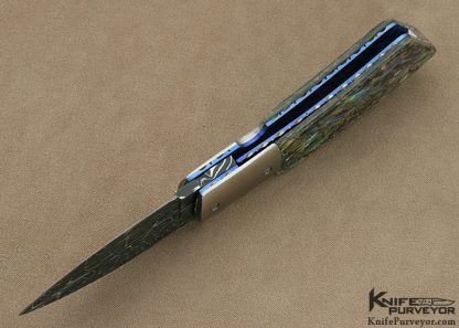 Mike Dilluvio Custom Knife Damascus & Abalone Linerlock - Image 5