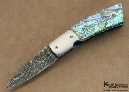 Mike Dilluvio Custom Knife Damascus & Abalone Linerlock