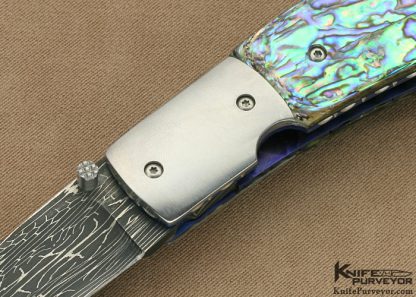 Mike Dilluvio Custom Knife Damascus & Abalone Linerlock - Image 2