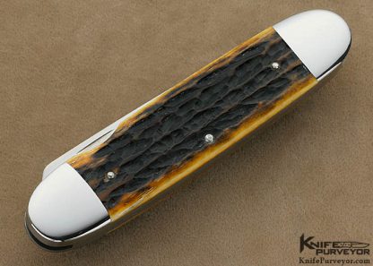 Terry Davis Custom Knife 2 Blade Remington Muscrat Bullet Scales Remington Jigged Bone - Image 3