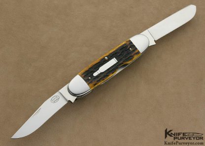 Terry Davis Custom Knife 2 Blade Remington Muscrat Bullet Scales Remington Jigged Bone