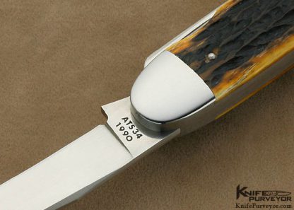 Terry Davis Custom Knife 2 Blade Remington Muscrat Bullet Scales Remington Jigged Bone - Image 6