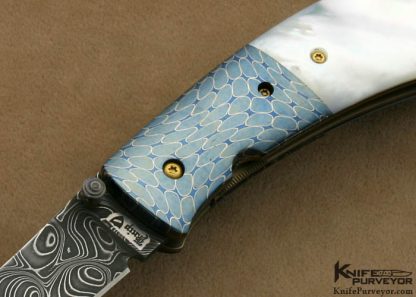 Terry Knipschield Custom Knife Mother of Pearl & Damascus Linerlock - Image 2