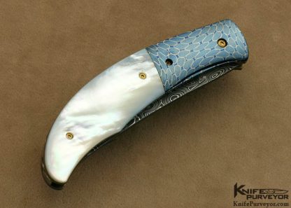 Terry Knipschield Custom Knife Mother of Pearl & Damascus Linerlock - Image 3