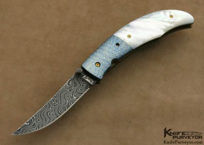 Terry Knipschield Custom Knife Mother of Pearl & Damascus Linerlock