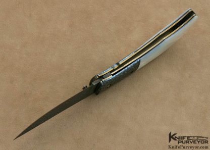 Terry Knipschield Custom Knife Mother of Pearl & Damascus Linerlock - Image 5