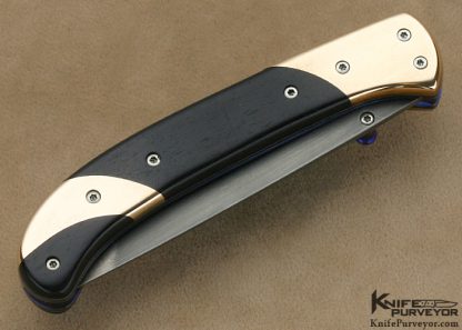 Theuns Prinsloo Custom Knife Ebony & Brass Linerlock - Image 3