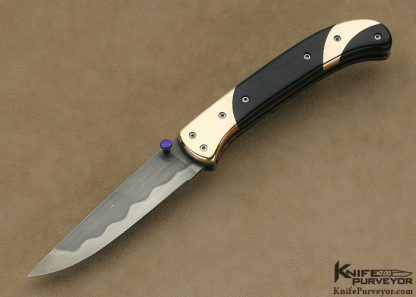 Theuns Prinsloo Custom Knife Ebony & Brass Linerlock