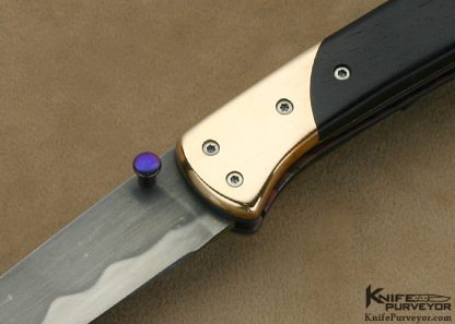 Theuns Prinsloo Custom Knife Ebony & Brass Linerlock - Image 2