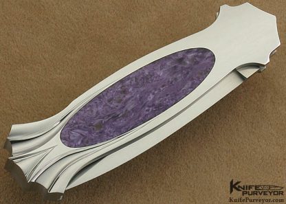 Tim Herman Custom Knife Fluted Charoite Interframe Dagger Lockback - Image 3