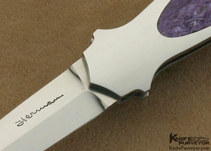 Tim Herman Custom Knife Fluted Charoite Interframe Dagger Lockback - Image 2