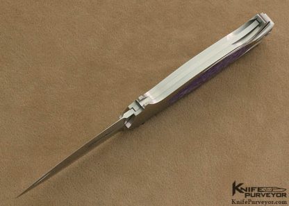 Tim Herman Custom Knife Fluted Charoite Interframe Dagger Lockback - Image 4