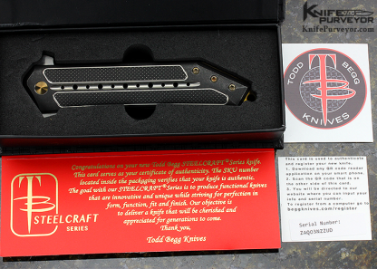 Todd Begg Custom Knife SteelCraft Kwaiken Black & Gold Titanium Frame Lock Flipper - Image 7