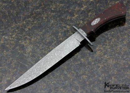 Tom Ferry Custom Knives Sole Authorship Engraved Desert Ironwood & Damascus Mastersmith Bowie