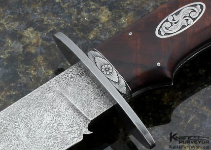 Tom Ferry Custom Knives Sole Authorship Engraved Desert Ironwood & Damascus Mastersmith Bowie - Image 2