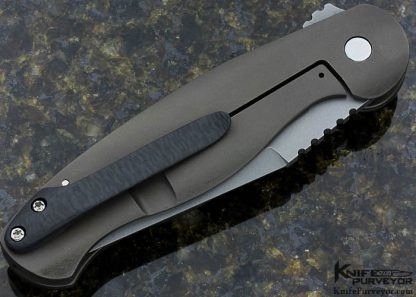 Tom Ferry Custom Knife Lightning Strike Carbon Fiber and Titanium Frame Lock Flipper - Image 3