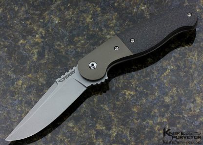 Tom Ferry Custom Knife Lightning Strike Carbon Fiber and Titanium Frame Lock Flipper