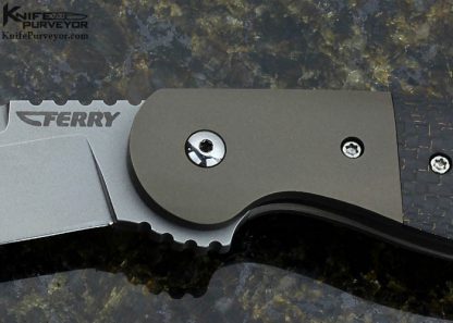 Tom Ferry Custom Knife Lightning Strike Carbon Fiber and Titanium Frame Lock Flipper - Image 2