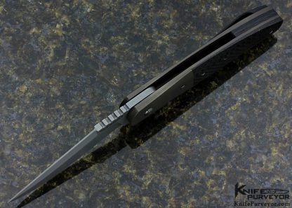 Tom Ferry Custom Knife Lightning Strike Carbon Fiber and Titanium Frame Lock Flipper - Image 4