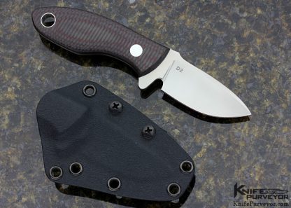 Tom Krein Custom Knife Hydra Fixed Blade Red Carbon Fiber D2 - Image 3