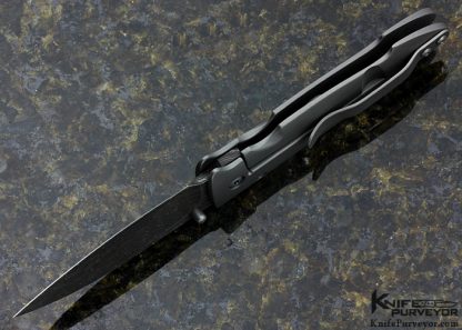 Tom Mayo Custom Knife Devin Thomas "Reptilian" Damascus "Wharny" Frame Lock - Image 4