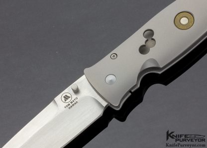 Tom Mayo Custom Knife TNT MOA .308 Tanto Minute Of Angle, Embedded F C 308 WIN Shell Casing CPM 154 with Dual Thumb Studs - Image 2