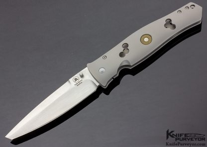 Tom Mayo Custom Knife TNT MOA .308 Tanto Minute Of Angle, Embedded F C 308 WIN Shell Casing CPM 154 with Dual Thumb Studs