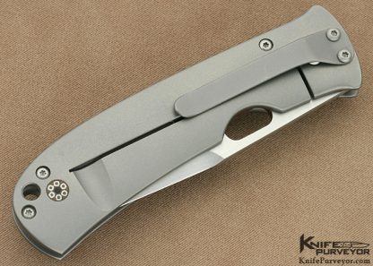 Tom Mayo Custom Knife Titanium with Mosaic Pins Tanto Grind Framelock - Image 3