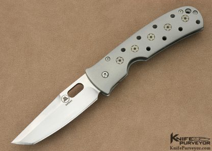 Tom Mayo Custom Knife Titanium with Mosaic Pins Tanto Grind Framelock