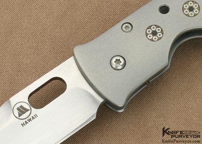 Tom Mayo Custom Knife Titanium with Mosaic Pins Tanto Grind Framelock - Image 2