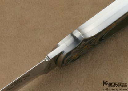 Tom Overeynder Custom Knife Jody Muller Engraved Carbonfiber Lockback Dagger - Image 7