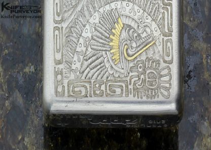 Ton Ayodia Engraved "Aztec" Zippo Lighter with 9 Inset Diamonds and 24kt. Gold Inlays - Image 3