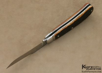 Tony Bose Custom Knife #5 Brown Jigged Bone Gents Folder with Rat Tailed Bolster - Image 5