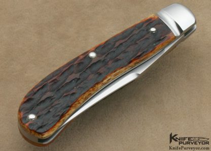 Tony Bose Custom Knife #5 Brown Jigged Bone Gents Folder with Rat Tailed Bolster - Image 3