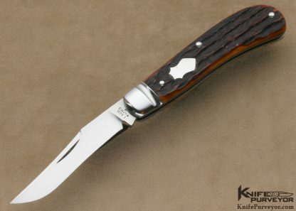 Tony Bose Custom Knife #5 Brown Jigged Bone Gents Folder with Rat Tailed Bolster