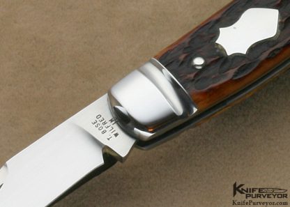 Tony Bose Custom Knife #5 Brown Jigged Bone Gents Folder with Rat Tailed Bolster - Image 2