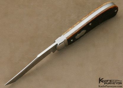 Tony Bose Custom Knife #5 Brown Jigged Bone Gents Folder with Rat Tailed Bolster - Image 4