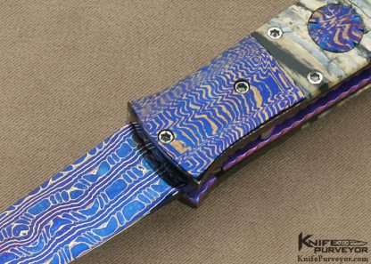 Rainy Vallotton Custom Knife "Ice Pick" Auto with Mammoth Molar & Blued Chad Nichols Damascus Linerlock Auto - Image 2