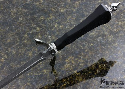 Veronique Laurent Custom Knife Sole Authorship Carved Ebony Damascus Dagger - Image 5