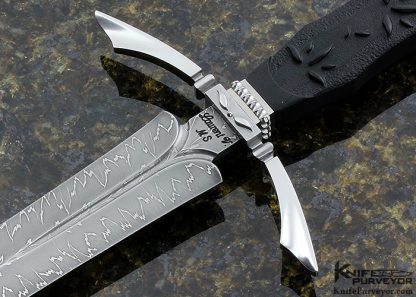 Veronique Laurent Custom Knife Sole Authorship Carved Ebony Damascus Dagger - Image 2