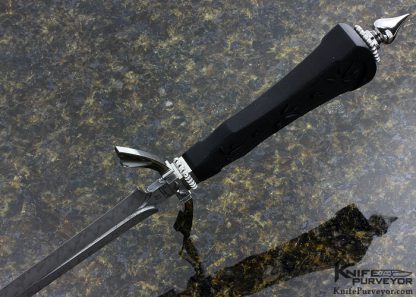 Veronique Laurent Custom Knife Sole Authorship Carved Ebony Damascus Dagger - Image 4