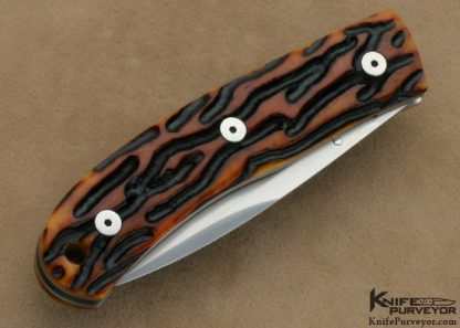 W.D. Pease Custom Knife Amber Jigged Bone Linerlock - Image 3