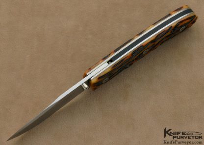 W.D. Pease Custom Knife Amber Jigged Bone Linerlock - Image 4