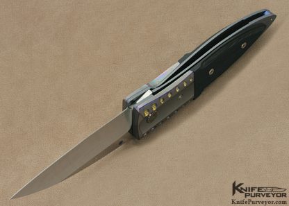 Michael Walker Custom Knife Machined Anodized Titanium & Micarta Linerlock - Image 5