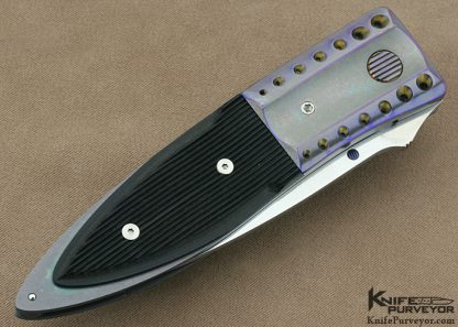 Michael Walker Custom Knife Machined Anodized Titanium & Micarta Linerlock - Image 3