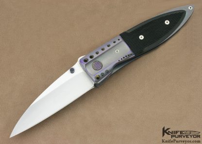 Michael Walker Custom Knife Machined Anodized Titanium & Micarta Linerlock