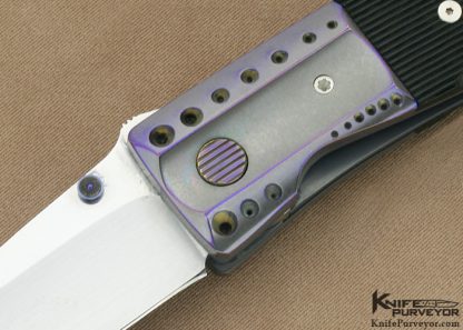 Michael Walker Custom Knife Machined Anodized Titanium & Micarta Linerlock - Image 2