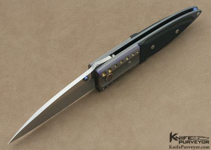 Michael Walker Custom Knife Machined Anodized Titanium & Micarta Linerlock - Image 4