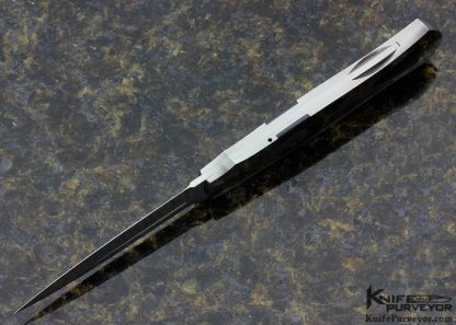 Warren Osborne Custom Knife Black Lip Tahitian Pearl Shell and Mike Norris Stainless Damascus Automatic Lockback Dagger - Image 4